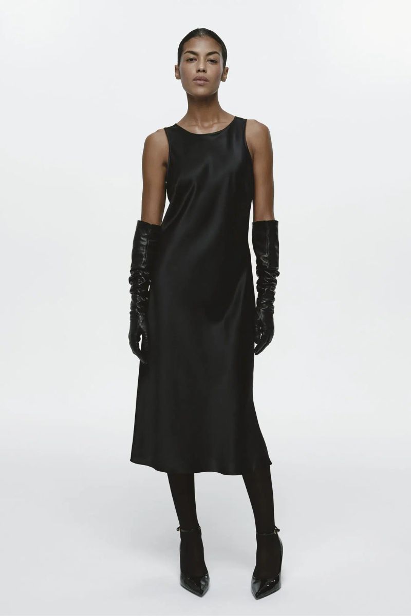 AYALA BLACK MIDI DRESS - CULT MIA