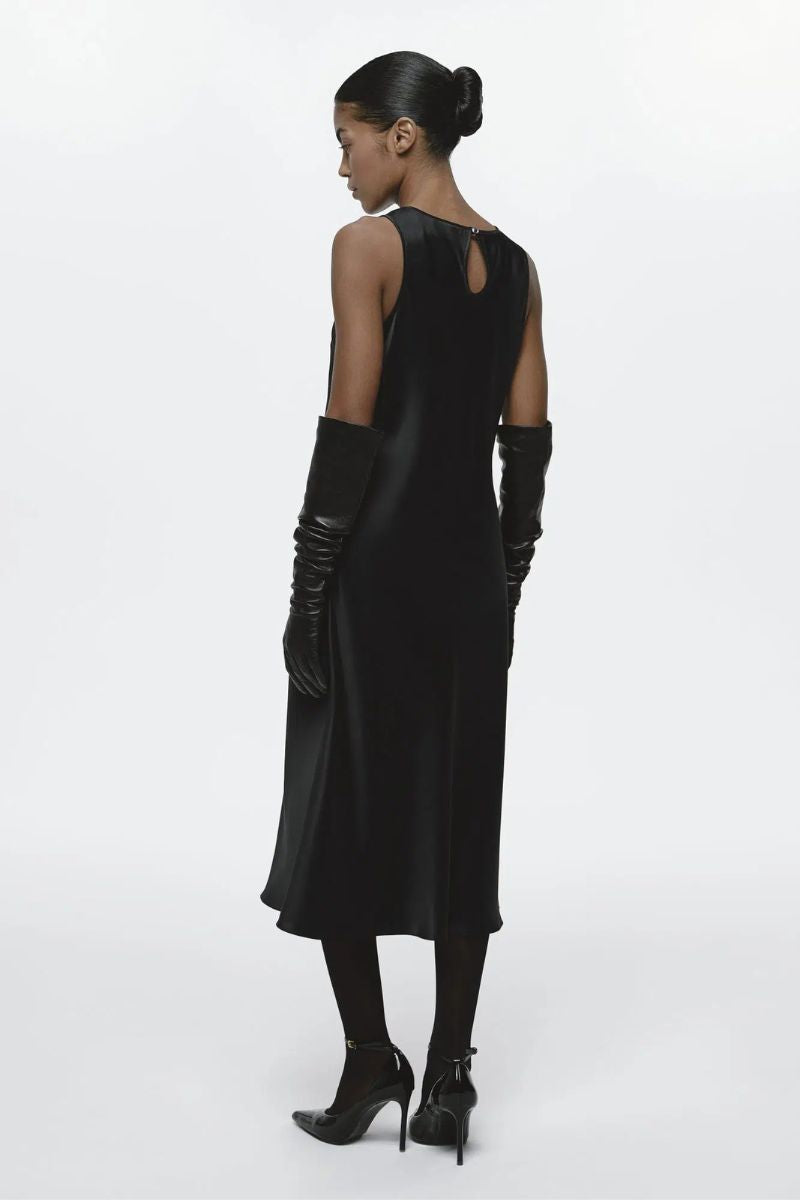 AYALA BLACK MIDI DRESS - CULT MIA