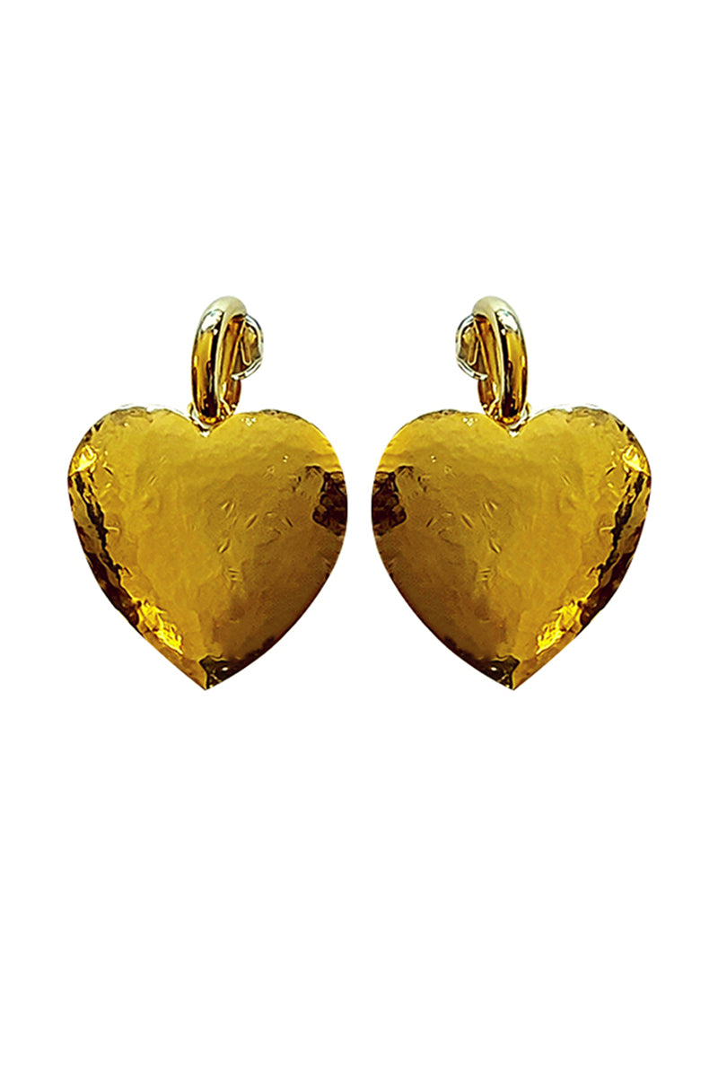 Jessica K B.O Cora Gold Earrings featuring elegant, shiny gold hoops with intricate design details.
