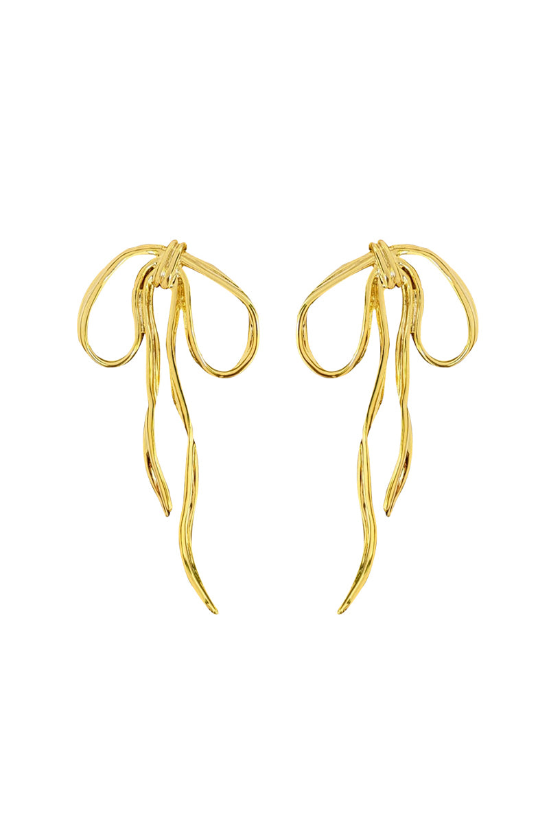 Jessica K B.O Julie earrings featuring stylish hoop design with gold-tone finish, shown on a white background.