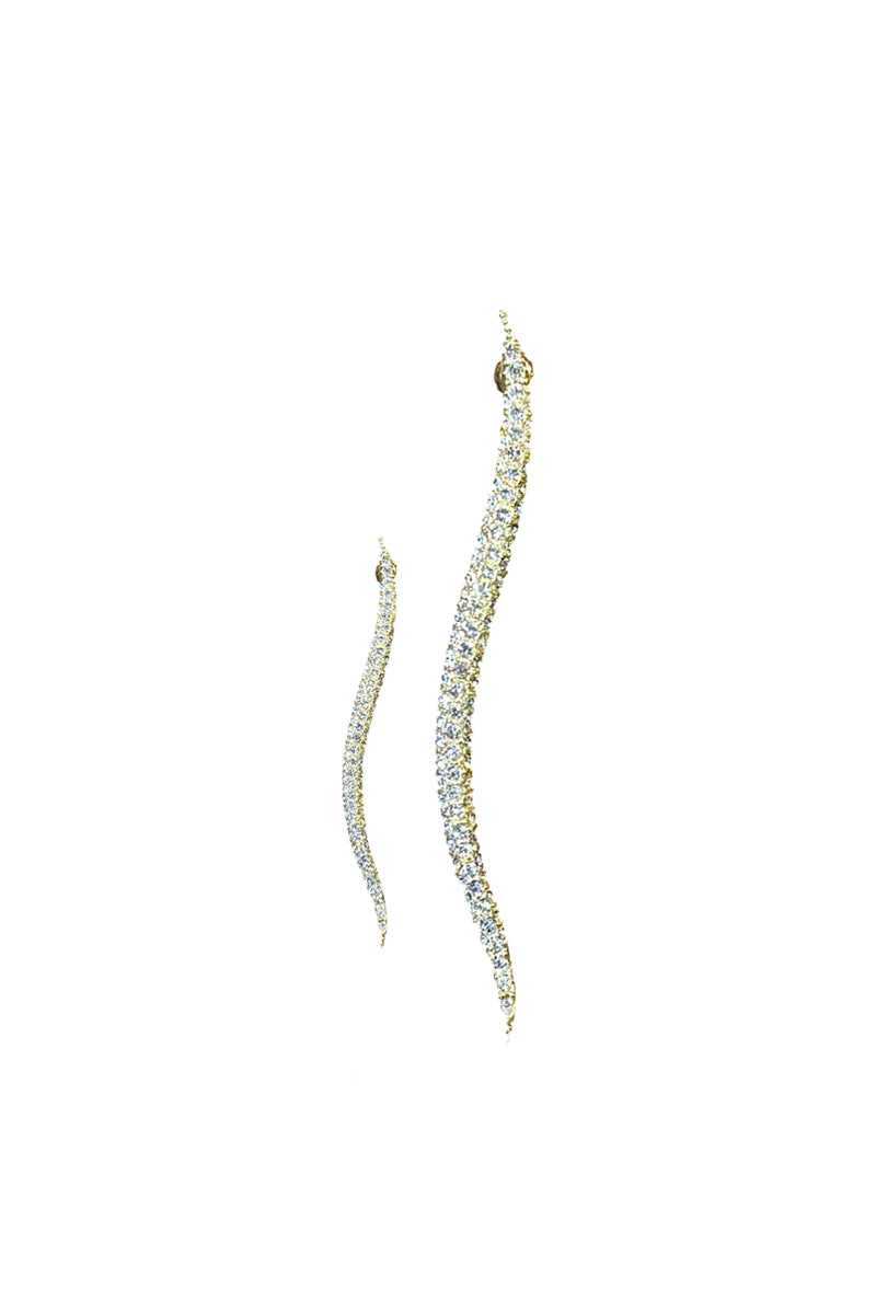 Jessica K B.O NOVA gold earrings featuring sleek, modern design with shiny gold finish and secure stud backing.