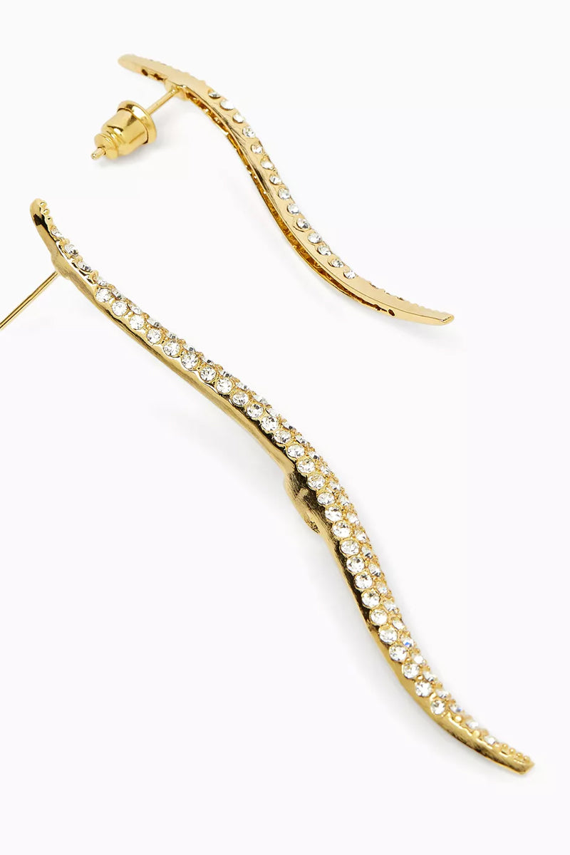Jessica K B.O NOVA gold earrings featuring sleek, modern design with polished finish and secure post back.