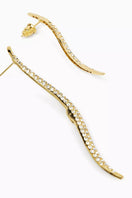 Jessica K B.O NOVA gold earrings featuring sleek, modern design with polished finish and secure post back.