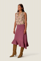 Rebecca Taylor Caroline ruffle sleeveless top in alabaster with colorful multi-pattern design, lightweight and stylish.