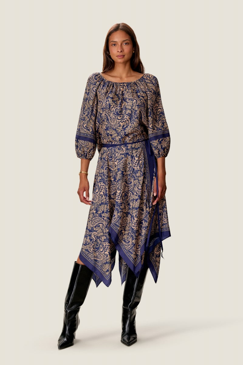 Rebecca Taylor Reese Paisley Blouse featuring a colorful paisley pattern, long sleeves, and a relaxed fit.