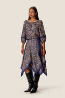 Rebecca Taylor Reese paisley blouse in maritime multi-color with long sleeves and a relaxed fit, perfect for casual or dressy occasions.