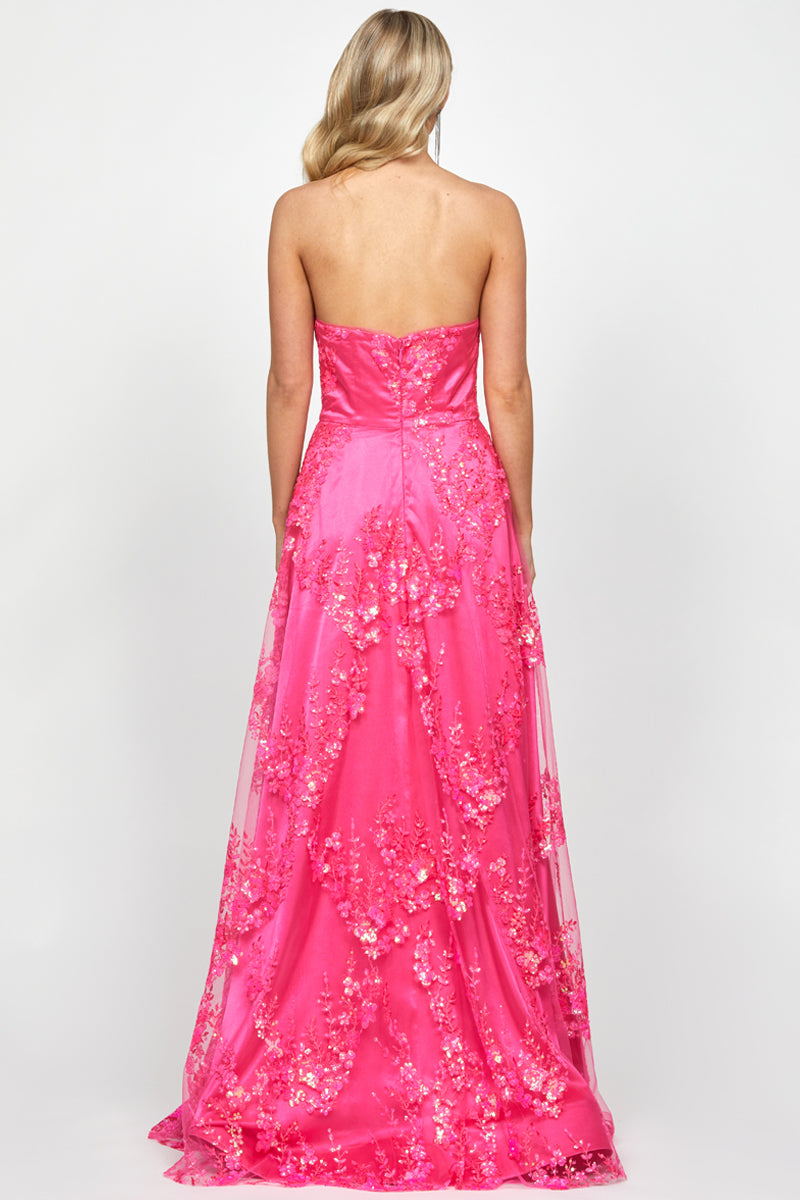 SERRA ASYMMETRIC GOWN IN FUCHSIA - CULT MIA
