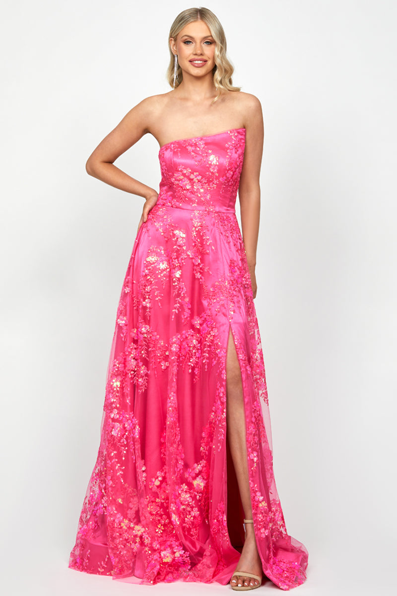 SERRA ASYMMETRIC GOWN IN FUCHSIA - CULT MIA