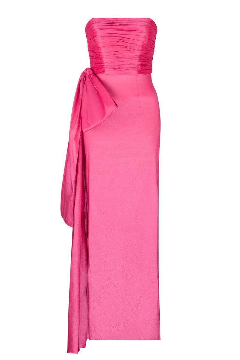 GABRIELLE STRAPLESS COLUMN GOWN IN PINK FONDANT - CULT MIA
