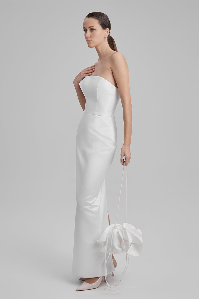 GIGI WHITE MAXI DRESS WITH CAPE BOW - CULT MIA
