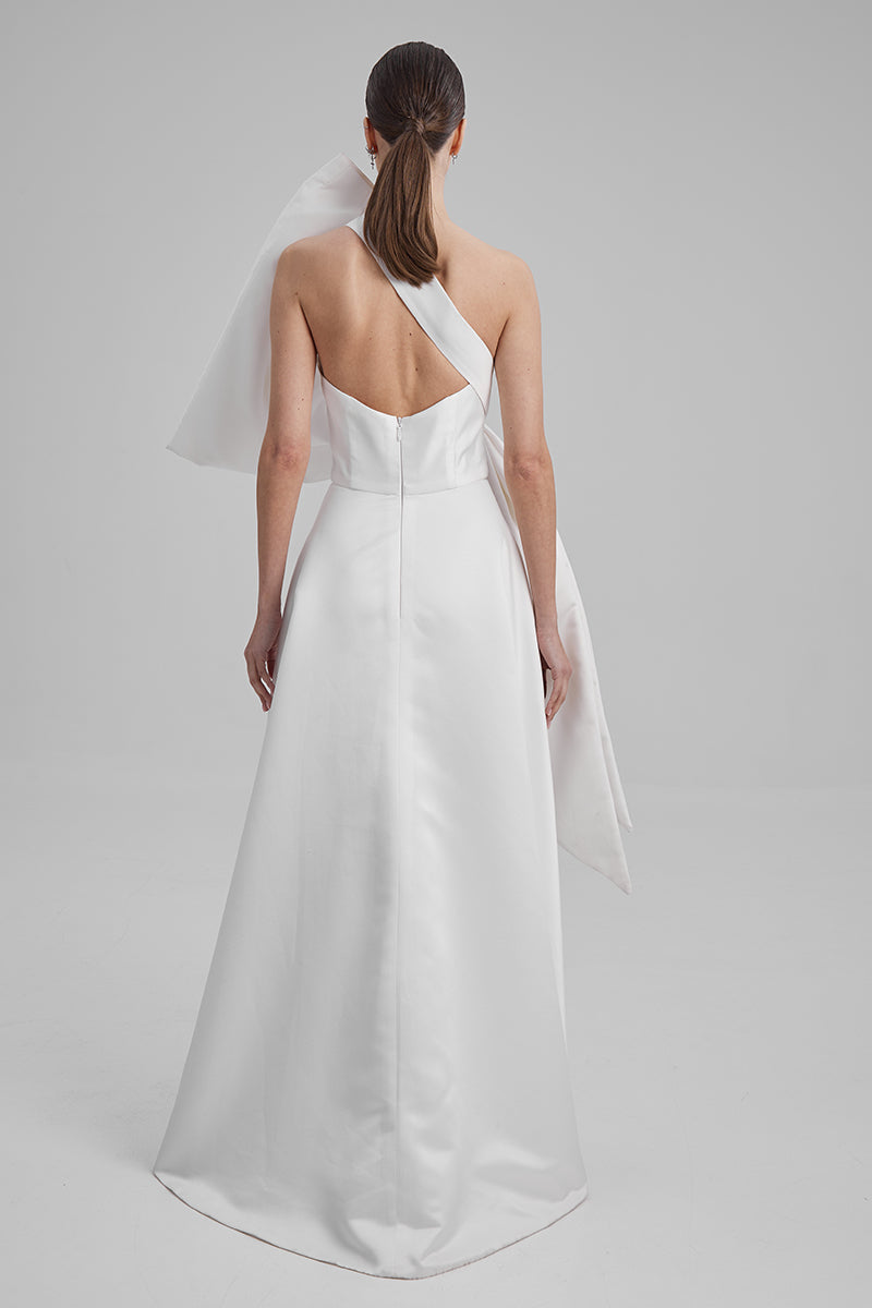 EVE WHITE MAXI DRESS WITH HUGE BOW - CULT MIA