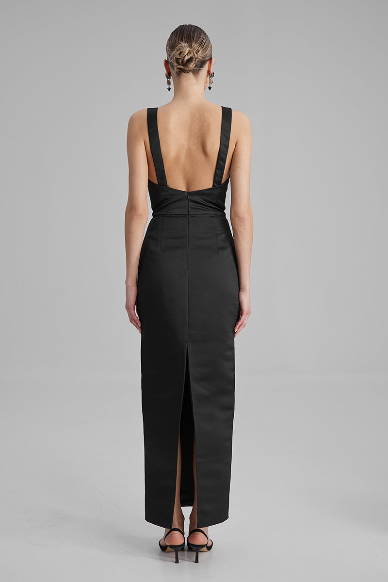 black strappy maxi dress casual Buttery Soft Black Maxi Dress with Pockets