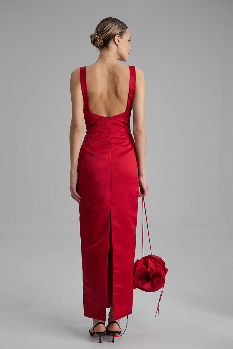casual maxi red dress Red Floral Maxi Dress: Boho Sleeveless Rayon Sundress