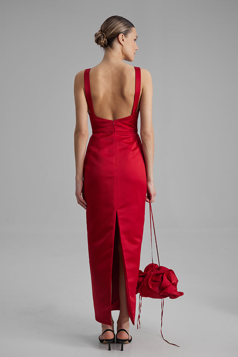 bright red maxi dress Long sleeve Red maxi dress