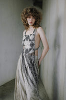 Ivory baggy leather fringe pants by MAZ Manuela Álvarez featuring wide legs and stylish fringe details.