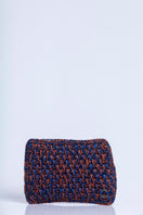 Catarina Mina Brisa Terrablue clutch bag with woven design and leather strap, elegant accessory for evening or casual occasions.