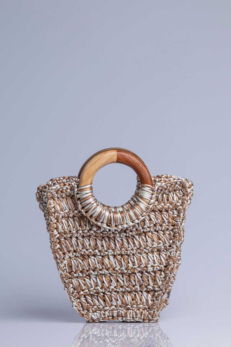 Catarina Mina nude beige top handle bag with sleek design and elegant handle, perfect for stylish everyday use.