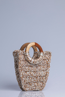 Catarina Mina nude beige Danzza top handle bag with sleek design and elegant structure, perfect for stylish everyday use.