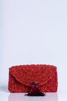 Catarina Mina Horizonte shoulder bag in grape orange with textured leather and gold-tone hardware.