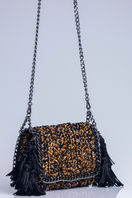 Catarina Mina MIRA shoulder bag in black and brown leather with adjustable strap and stylish design.