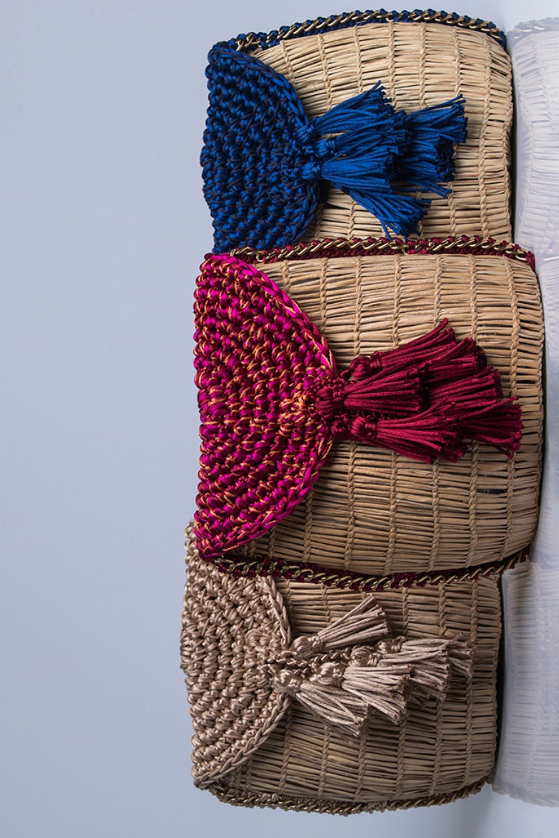 Catarina Mina mini Uru shoulder bag in sand color, showcasing its stylish compact design and shoulder strap.