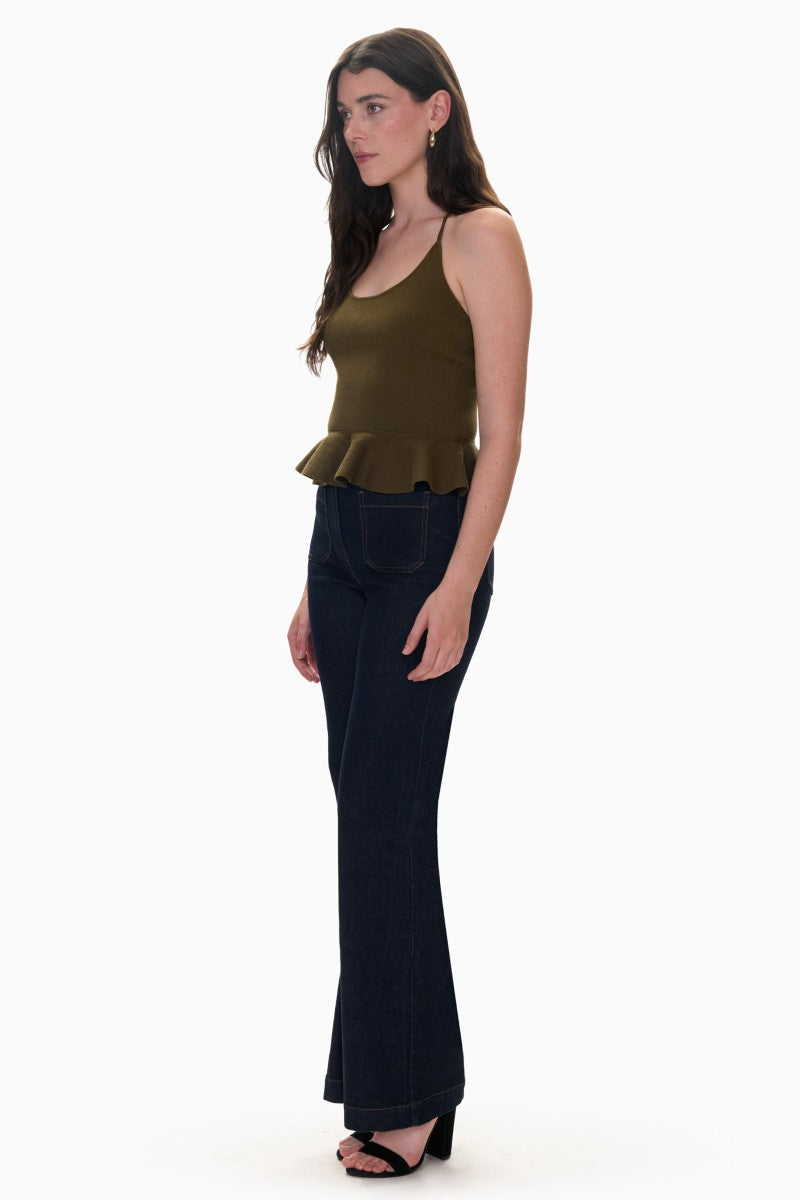 Olive Rebecca Taylor Bailey Sweater Tank top with ribbed knit fabric and sleeveless design, casual and stylish for warm weather.