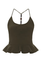 Olive Rebecca Taylor Bailey sweater tank top with ribbed knit details and sleeveless design on a plain background.