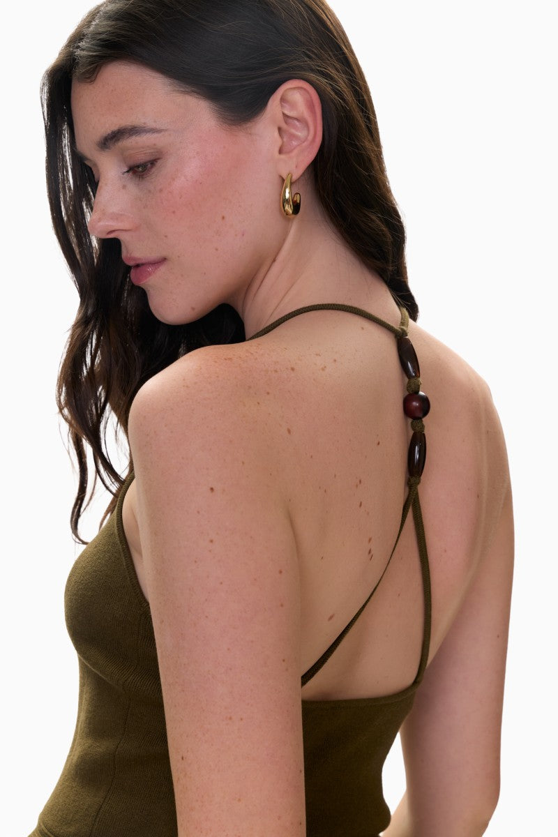 Olive Rebecca Taylor Bailey sweater tank top with a relaxed fit, sleeveless design, and ribbed texture.