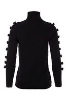 Black BASIC BOWS sweater by MAZ Manuela Álvarez, featuring a cozy knit fabric and classic crew neckline.