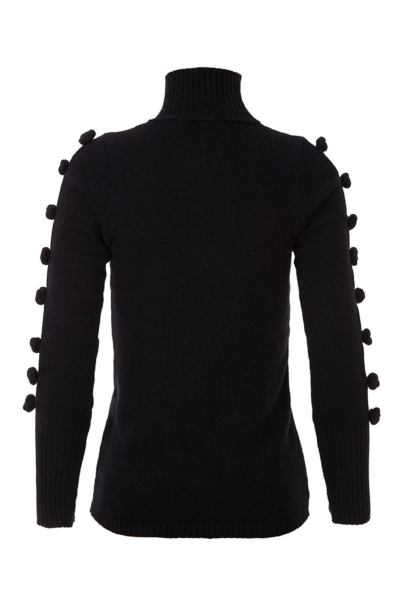 Black BASIC BOWS sweater by MAZ Manuela Álvarez, featuring a cozy knit fabric and classic crew neckline.