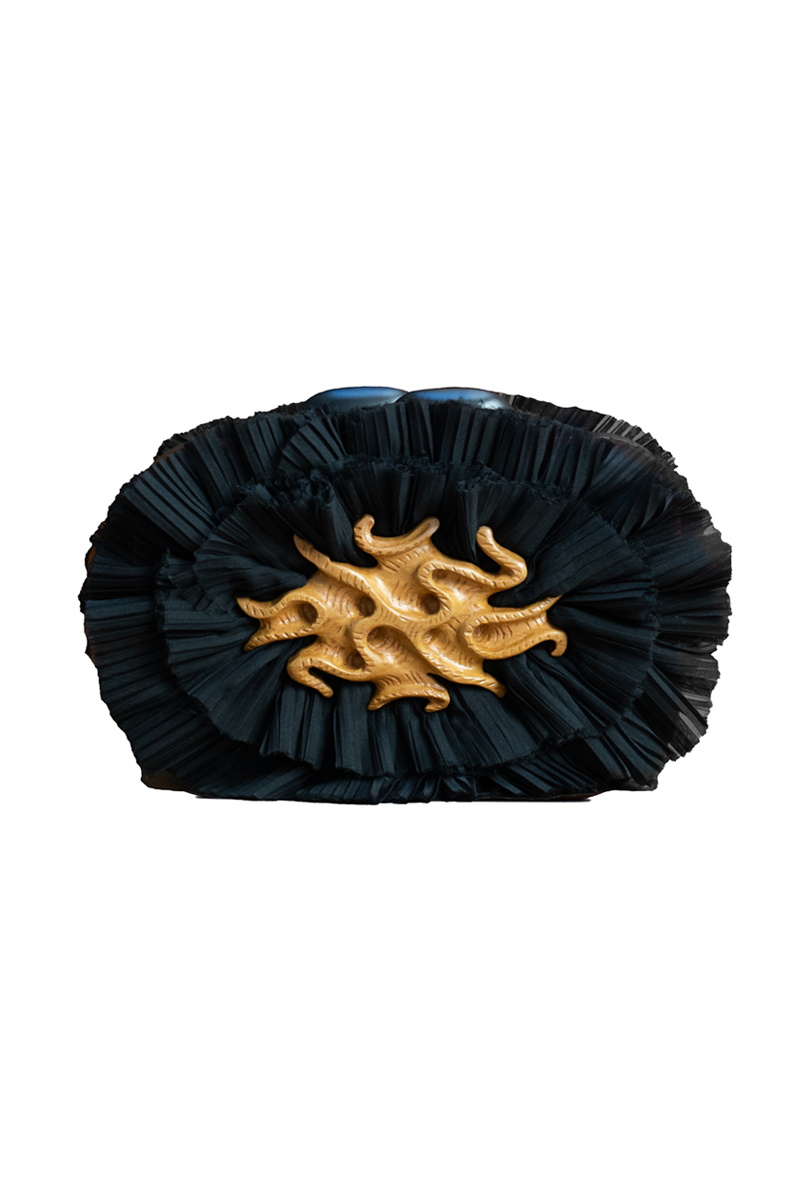 SIMETRIS PLISSÉ NOIR CLUTCH - CULT MIA