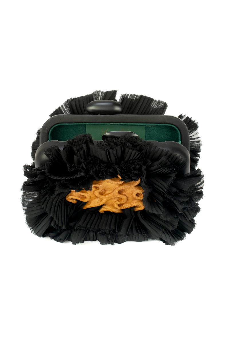 SIMETRIS PLISSÉ NOIR CLUTCH - CULT MIA