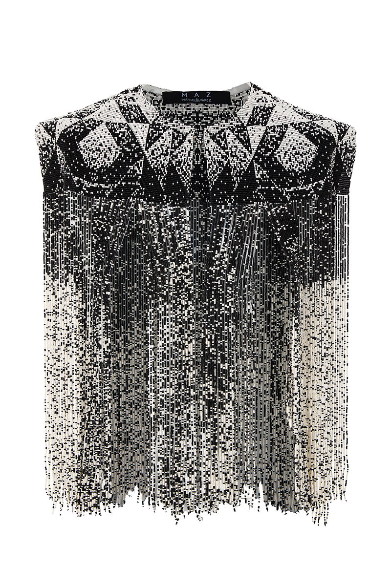Beaded shoulder pads body jewelry by MAZ Manuela Álvarez with colorful beads and decorative design for stylish shoulder accents.