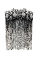 Beaded shoulder pads body jewelry by MAZ Manuela Álvarez, featuring intricate beaded designs on padded shoulder accessories.
