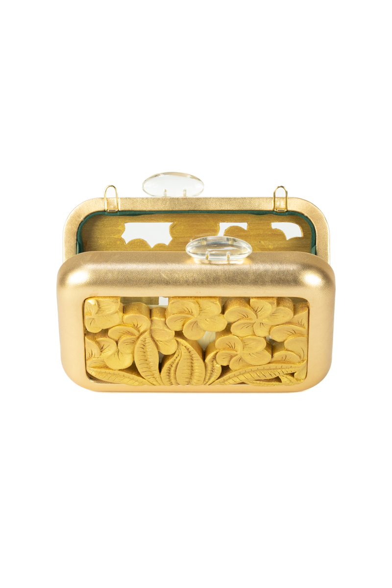 FOLHATA HIBISCUS
ACRYLIC GOLD CLUTCH - CULT MIA
