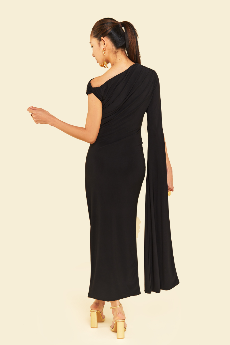BEGONIA MIDAXI DRESS IN BLACK - CULT MIA