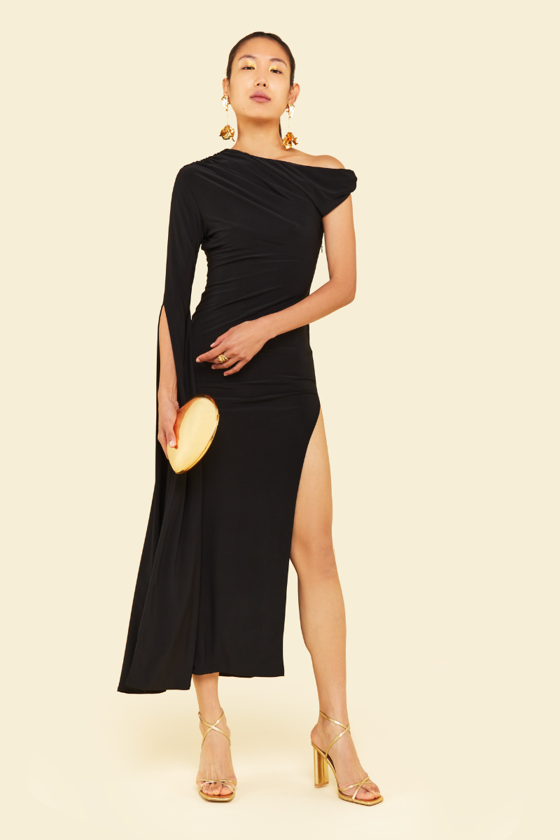 BEGONIA MIDAXI DRESS IN BLACK - CULT MIA