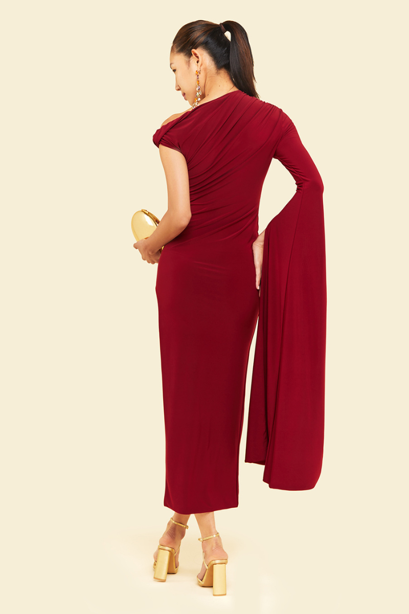 BEGONIA MIDAXI DRESS IN RED - CULT MIA