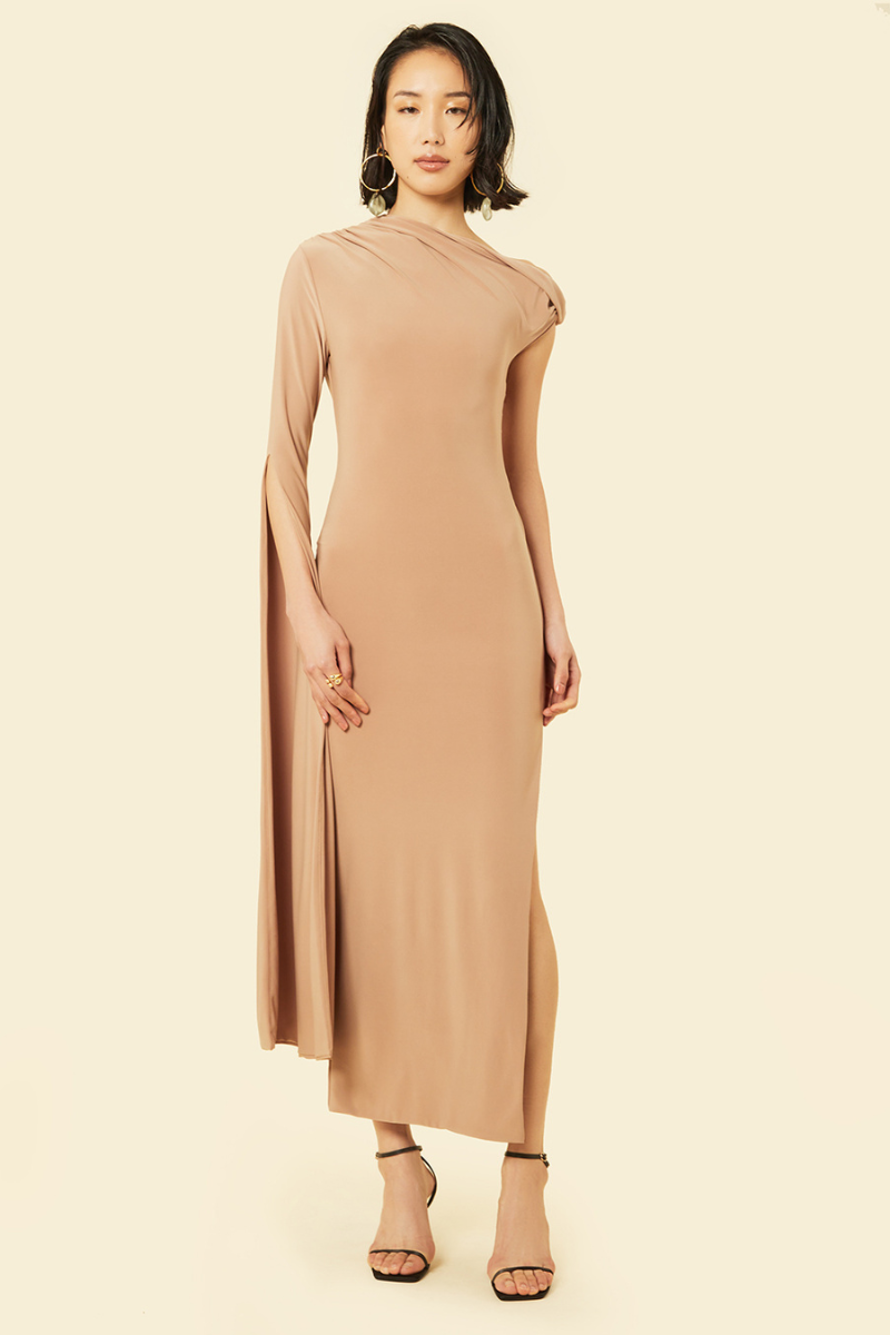 BEGONIA MIDAXI DRESS IN NEUTRAL - CULT MIA