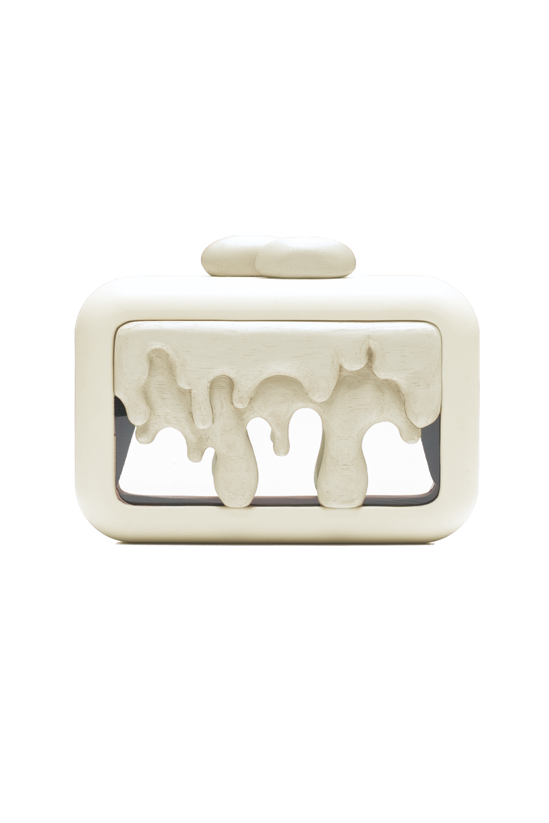 SIMETRIS DROPLET ACRYLIC OFF-WHITE CLUTCH - CULT MIA