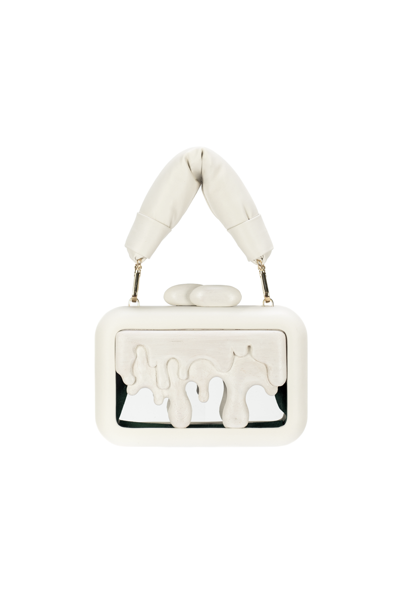 SIMETRIS DROPLET ACRYLIC OFF-WHITE CLUTCH - CULT MIA