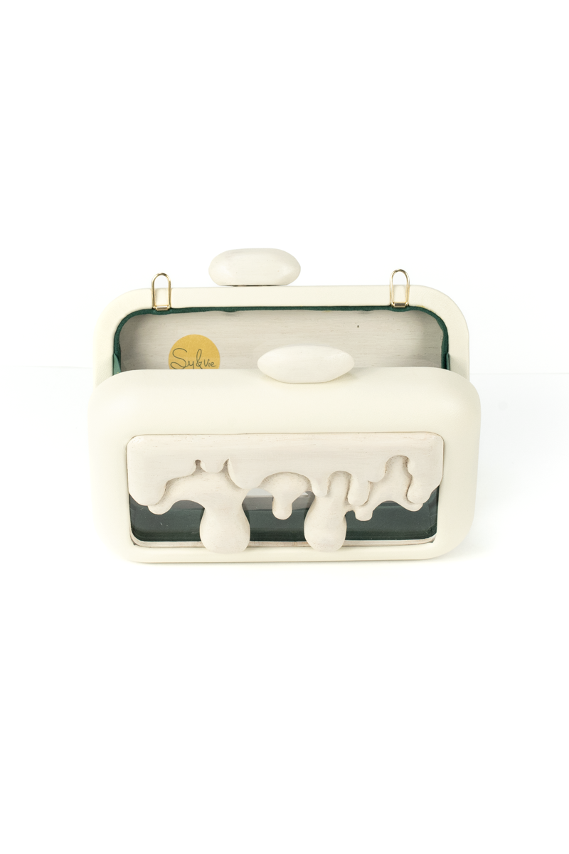 SIMETRIS DROPLET ACRYLIC OFF-WHITE CLUTCH - CULT MIA