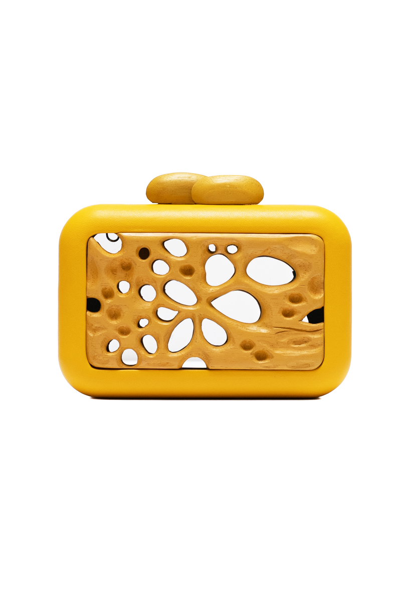 SIMETRIS HONEYCOMB ACRYLIC YELLOW CLUTCH - CULT MIA