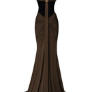 Jenny K Tran Bessie gown in black and umber, elegant long dress with flowing fabric and stylish design.