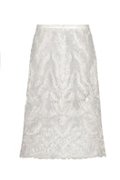 Scarlett Gasque Bianca midi skirt in flowing fabric, with a stylish design, shown in the product image.
