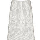 Scarlett Gasque Bianca skirt, a stylish midi skirt in a flowing fabric, shown in a natural pose on a white background.