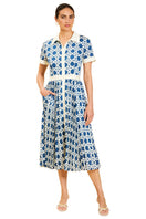 Mestiza New York Billie collared shirt dress in a midi length, featuring a front view with button details and a classic collar.
