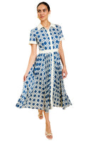 Mestiza New York Billie collared midi shirt dress displayed front view, featuring a button-down front and classic collar design.