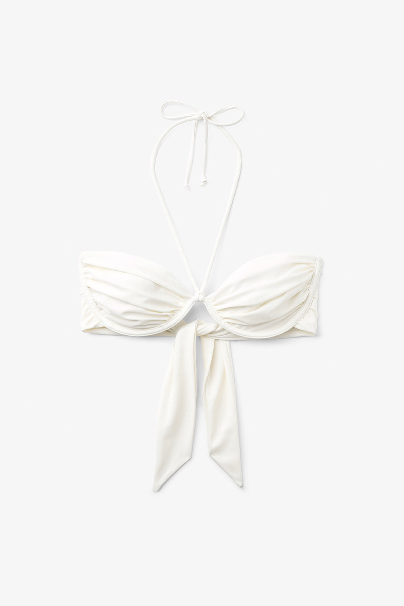 Seaquelle BILLOW bikini top and twisted bikini bottom in creme white, featuring a stylish, comfortable swimwear set.