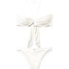 Seaquelle billow bikini top and twisted bikini bottom in creme white, featuring stylish, comfortable swimwear design.